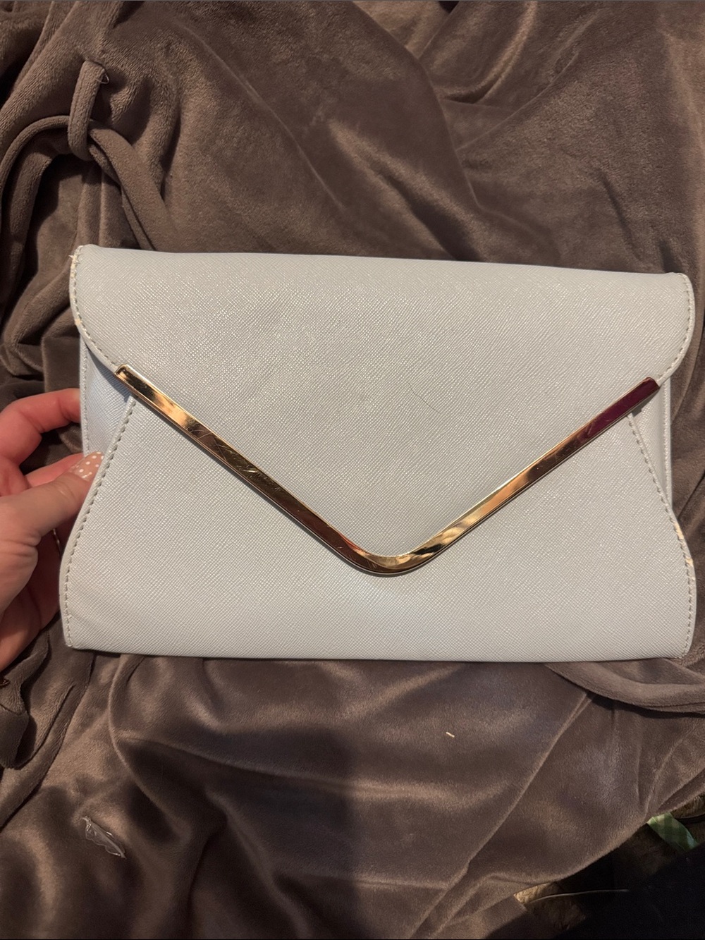 Light Blue Envelope Clutch with Gold Accent